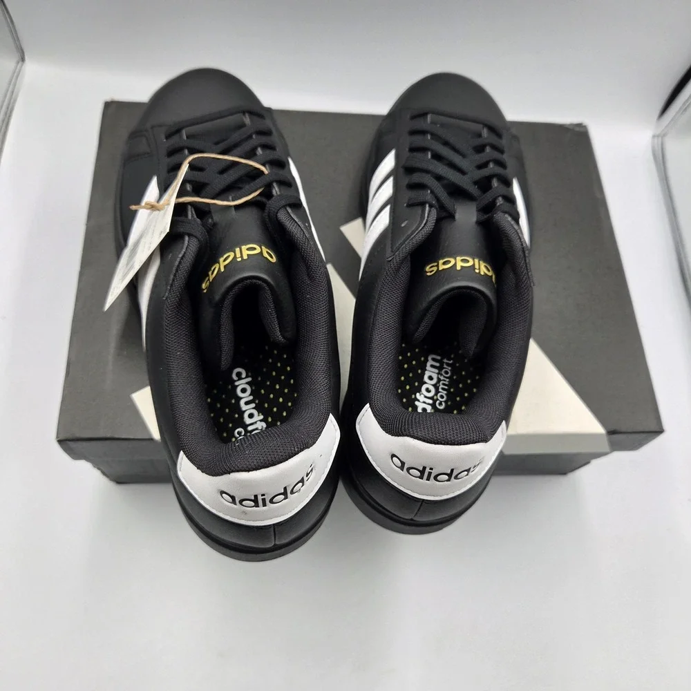 Adidas Grand Court 2.0 Men's Sneakers Black White Cloudfoam Comfort Size 9.5 NWT